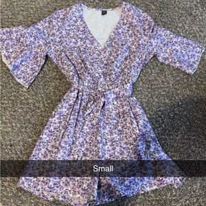 Floral Purple Dress with Bell Sleeves